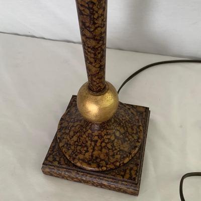 Small Wood Table with Gold Accented Lamp (LR-HS)