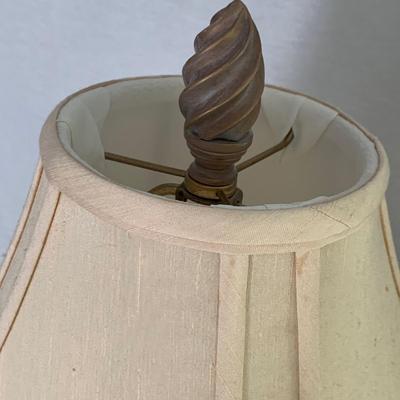 Small Wood Table with Gold Accented Lamp (LR-HS)
