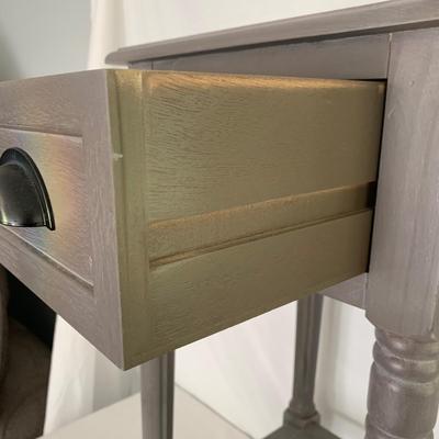 Small Wood Table with Gold Accented Lamp (LR-HS)