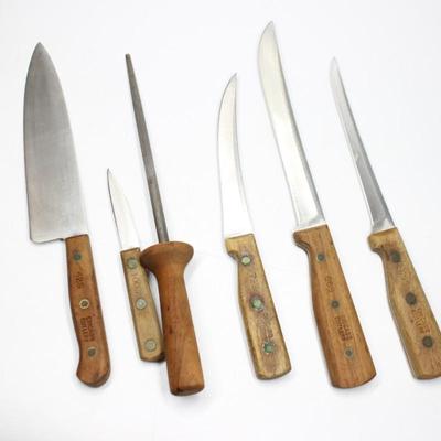 Vintage Chicago Cutlery Wood Block Carving Knife Set