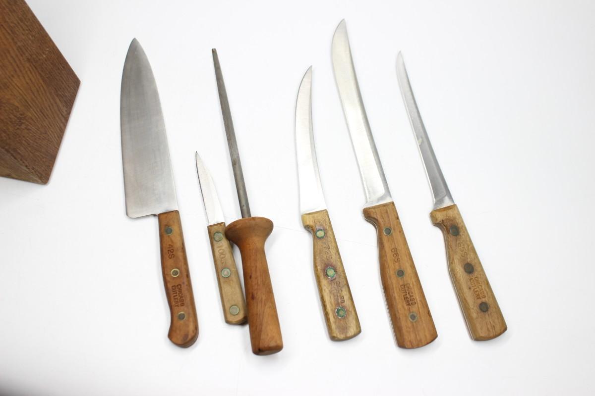 Vintage Chicago Cutlery Wood Block Carving Knife Set | EstateSales.org