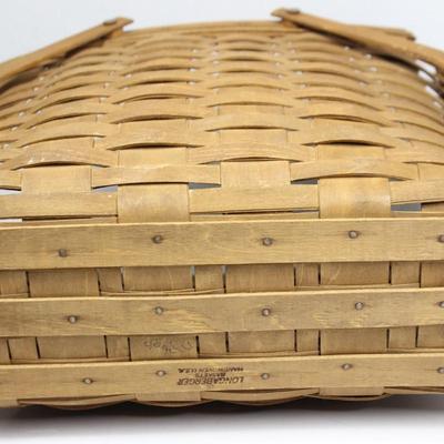 Retro Longaberger Baskets Handwoven U.S.A Wooden Carrying Basket