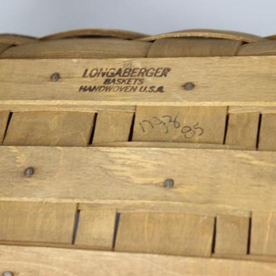 Retro Longaberger Baskets Handwoven U.S.A Wooden Carrying Basket