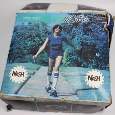 Vintage Nash Indoor Outdoor Adidas Style White Striped Womens Roller Skate Cruisers with Original Box