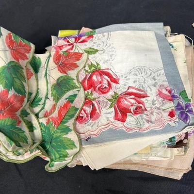 Mixed Lot of Vintage Pocket Square Hankies Floral Embroidered Sheer Solid Color