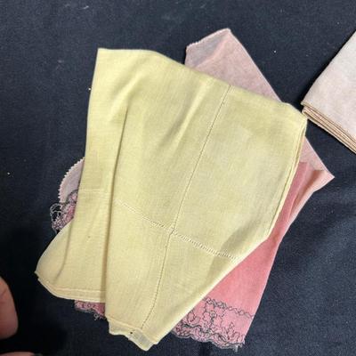 Mixed Lot of Vintage Pocket Square Hankies Floral Embroidered Sheer Solid Color