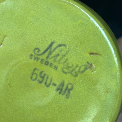 Vintage Mustard Yellow Pottery Jug Bottle Nittsjo 590-AR