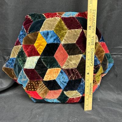 Cool Retro Vintage Patchwork Hexagon Shaped Throw Accent Pillow