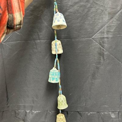 Vintage Hanging Clay Ceramic Pottery Hand Painted Bells