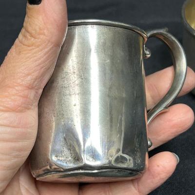 Pair of Vintage Antique Sterling Silver Child Toddler Handled Cups Mugs Webster Gorham