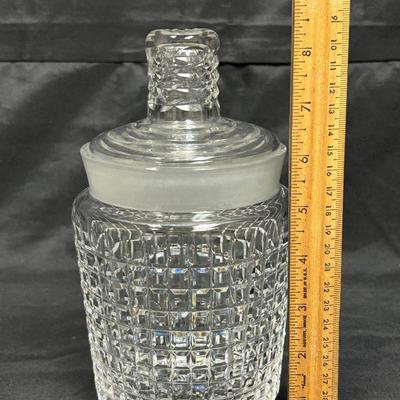 Vintage Square Checker Cut Crystal Lidded Candy Dish Biscuit Jar Waterford