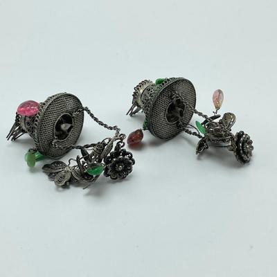 Sterling, Turquoise, Rose Quartz Fashion Earrings (B5-SS)