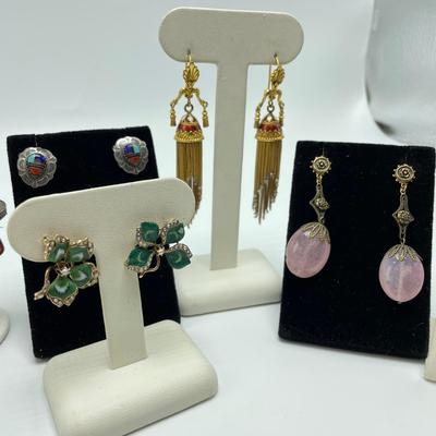 Sterling, Turquoise, Rose Quartz Fashion Earrings (B5-SS)