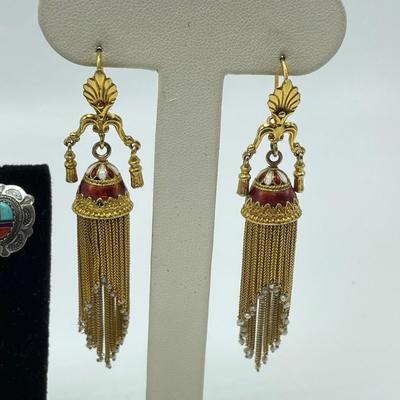 Sterling, Turquoise, Rose Quartz Fashion Earrings (B5-SS)