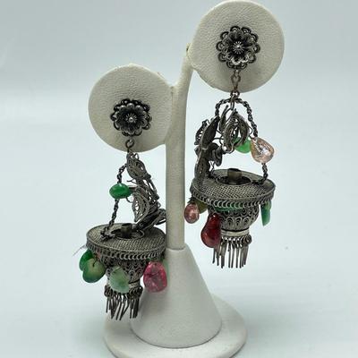 Sterling, Turquoise, Rose Quartz Fashion Earrings (B5-SS)