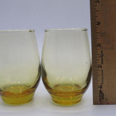Pair of Small Libbey Amber Glass Barware Drinking Glasses