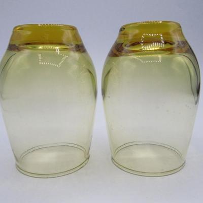 Pair of Small Libbey Amber Glass Barware Drinking Glasses