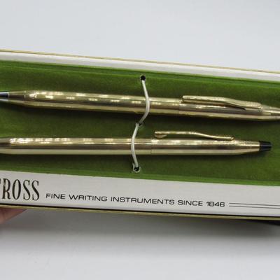 Vintage Cross Fine Writing Instruments Pen & Mechanical Pencil Set with Original Case
