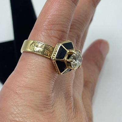 1.7 Carat Diamond, 14K Band with Black Enamel (B4-SS)