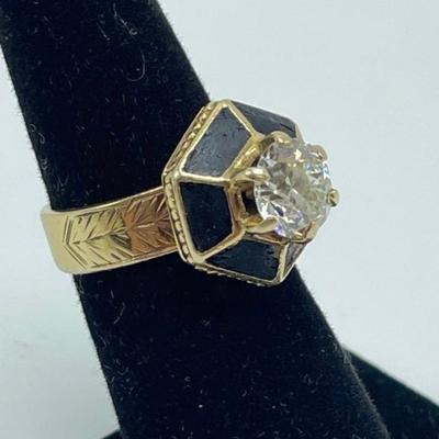1.7 Carat Diamond, 14K Band with Black Enamel (B4-SS)