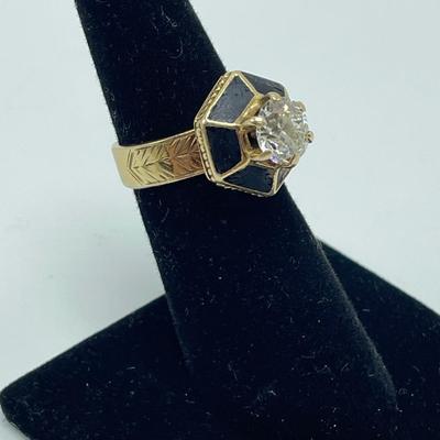 1.7 Carat Diamond, 14K Band with Black Enamel (B4-SS)