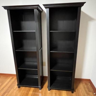 Pair (2) ~ Black Wooden Decorative Bookshelves