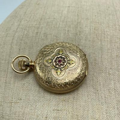 Elgin 14K Pocket Watch with Ruby (B5-SS)
