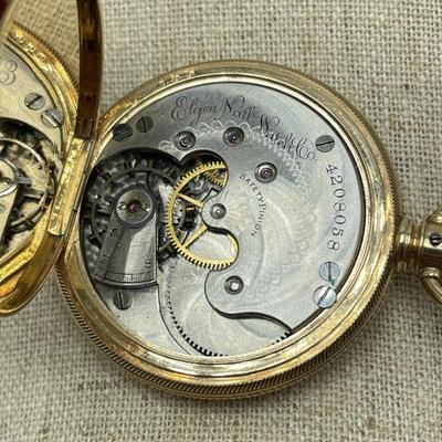 Elgin 14K Pocket Watch with Ruby (B5-SS)