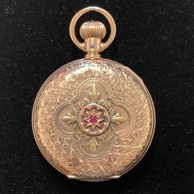 Elgin 14K Pocket Watch with Ruby (B5-SS)