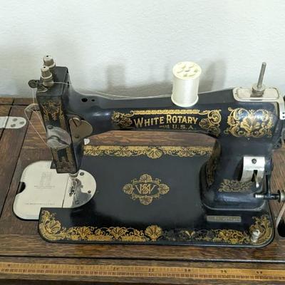 White Rotary Sewing Machine in Original Table 