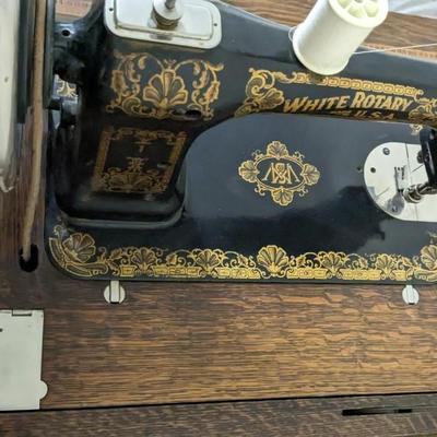 White Rotary Sewing Machine in Original Table 