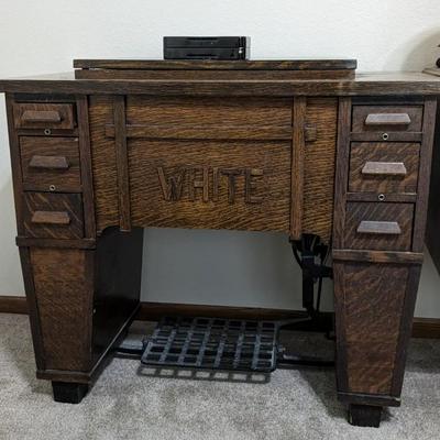 White Rotary Sewing Machine in Original Table 