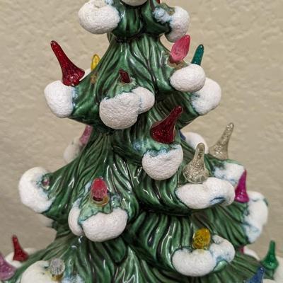 21.5" Flocked Ceramic Christmas Tree