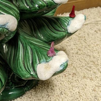 21.5" Flocked Ceramic Christmas Tree