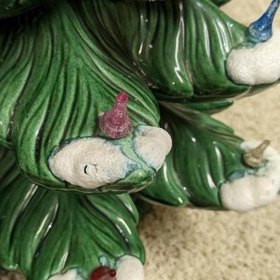 21.5" Flocked Ceramic Christmas Tree