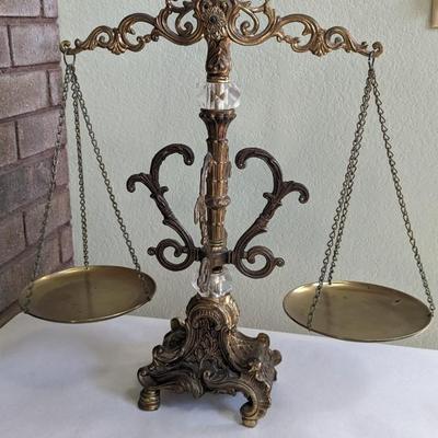 Hollywood Regency Mid Century Bronze Cast Metal and Glass Scale