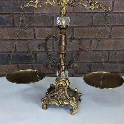 Hollywood Regency Mid Century Bronze Cast Metal and Glass Scale