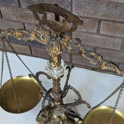 Hollywood Regency Mid Century Bronze Cast Metal and Glass Scale