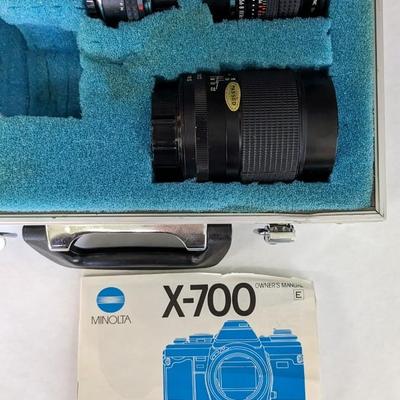 Minolta X-700 SLR Film Camera in Case with Extras!