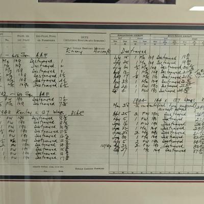 Johnnie Johnson Framed Pilot Log