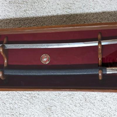 United State Marines Corps Framed Sword and Sheath