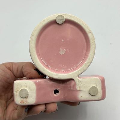 Pink Easter Bunny Rabbit Ceramic Planter Pot Pencil Holder