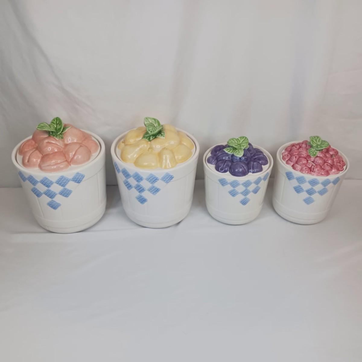 Fruit Lid Ceramic Kitchen Canister Set