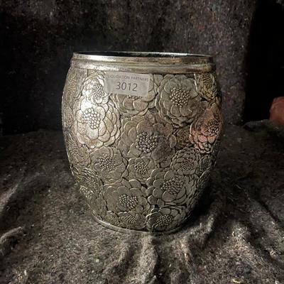 Silver Pot with Decorative Flowers