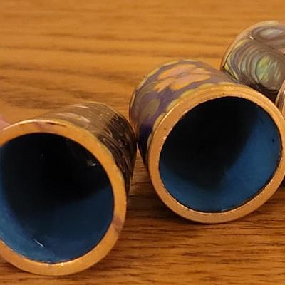 19: (2) Cloisonne Thimbles and (1) Abalone Shell Thimble