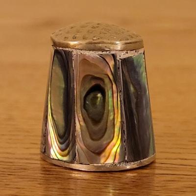 19: (2) Cloisonne Thimbles and (1) Abalone Shell Thimble
