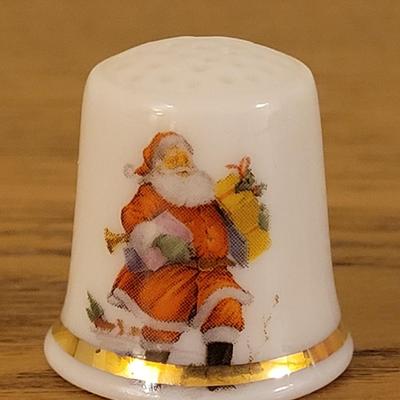20: Handpainted China Thimbles and Printed Collector's Santa Thimble