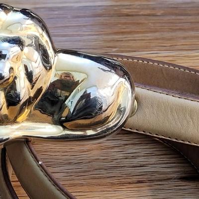 26: Gold Lion Buckle with Tan Leather Belt by Allison Berdy Rosson