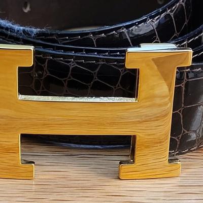 27: Black Stefano Belt with H Buckle