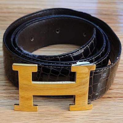 27: Black Stefano Belt with H Buckle